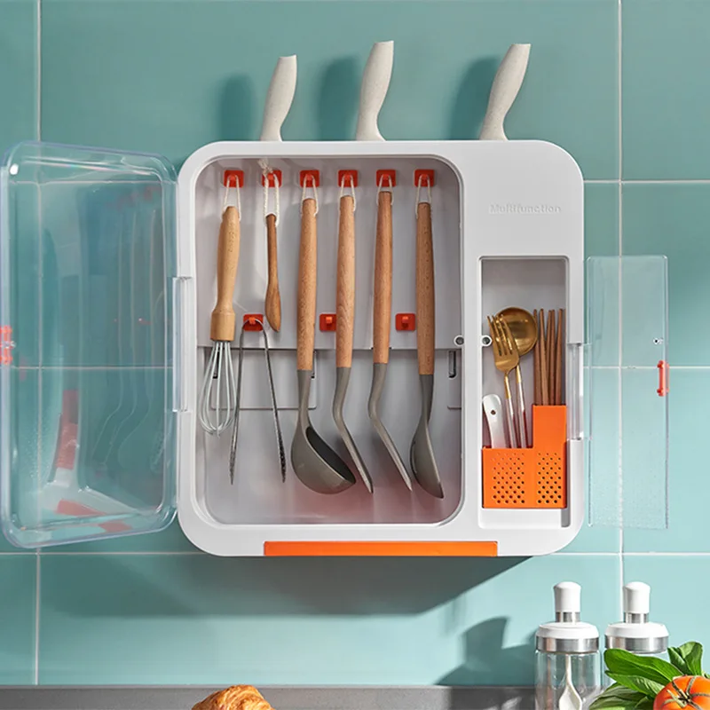 

Kitchen Multi-Functional Storage Rack Organizer Hanging Pantry HouseHolder Knife Holder Kitchen Utensils Spon Rack Punch Free