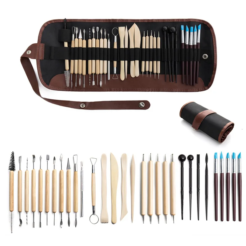 

30pcs Portable DIY Clay Pottery Tools Set Drill Pens Ceramics Sculpting Carving Sculpture Craft For Diy Clay Jewelry