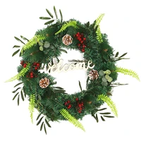 pvc christmas wreath olive branch pine needles pine cone mixed decoration door hanging luminous christmas red fruit wreath