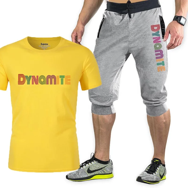 

2021 new summer men's suit fitness suit sports suit short-sleeved T-shirt + shorts quick-drying 2 piece suit