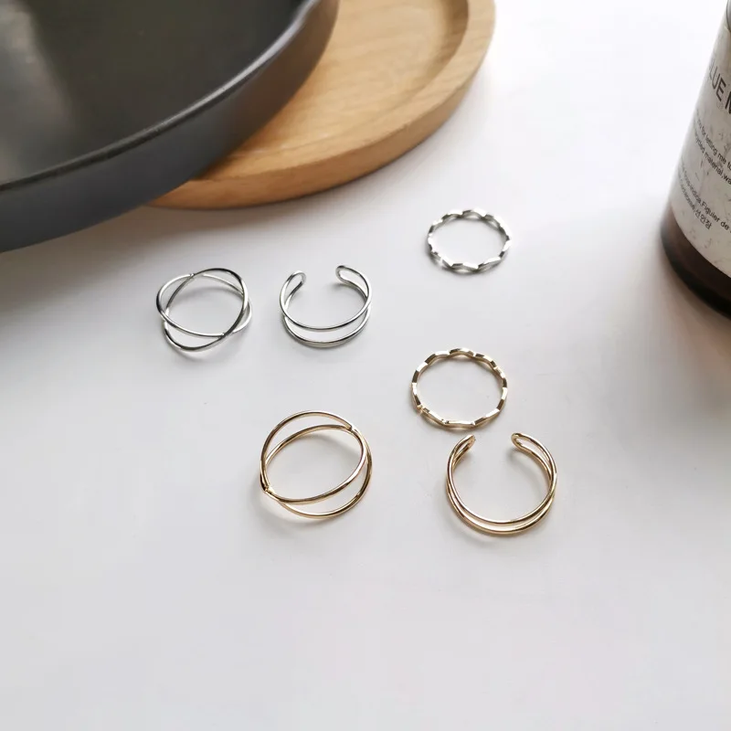 

Simple Style Ring Double-layer Cross Design Ring Female Niche Ins Style Index Finger Ring Accessories Fashion Jewelry