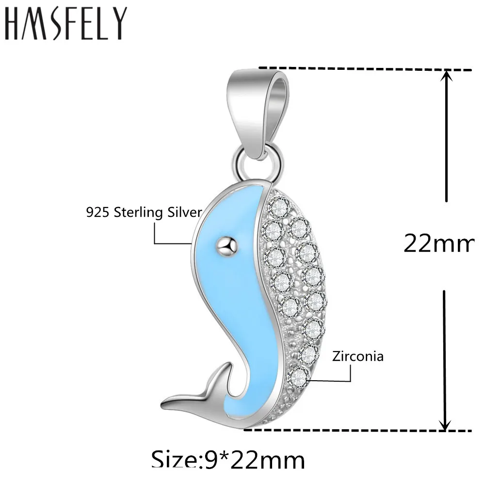 HMSFELY 925 шарма стерлингового серебра Zirconia кулон с изображением Кита DIY Браслеты