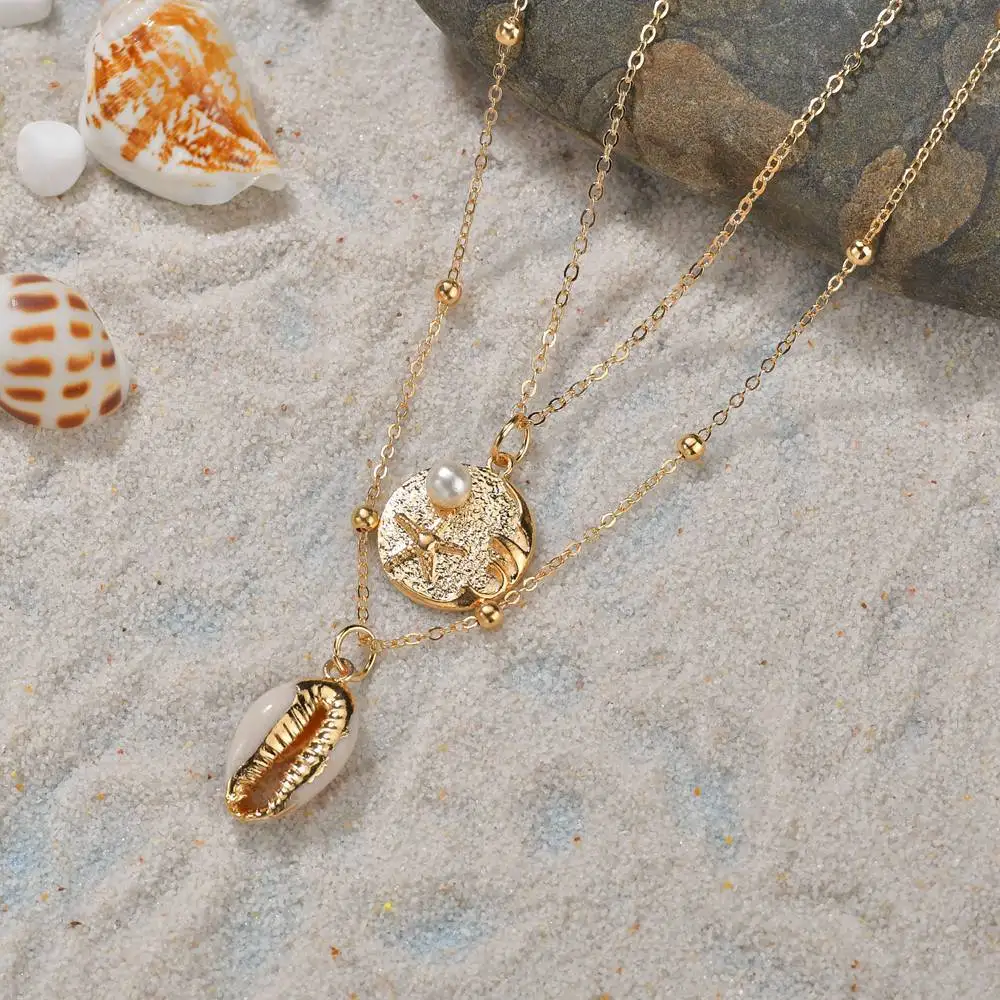 2019 Бохо ожерелье с раковинами Морская ракушка золотые подвески подарок для