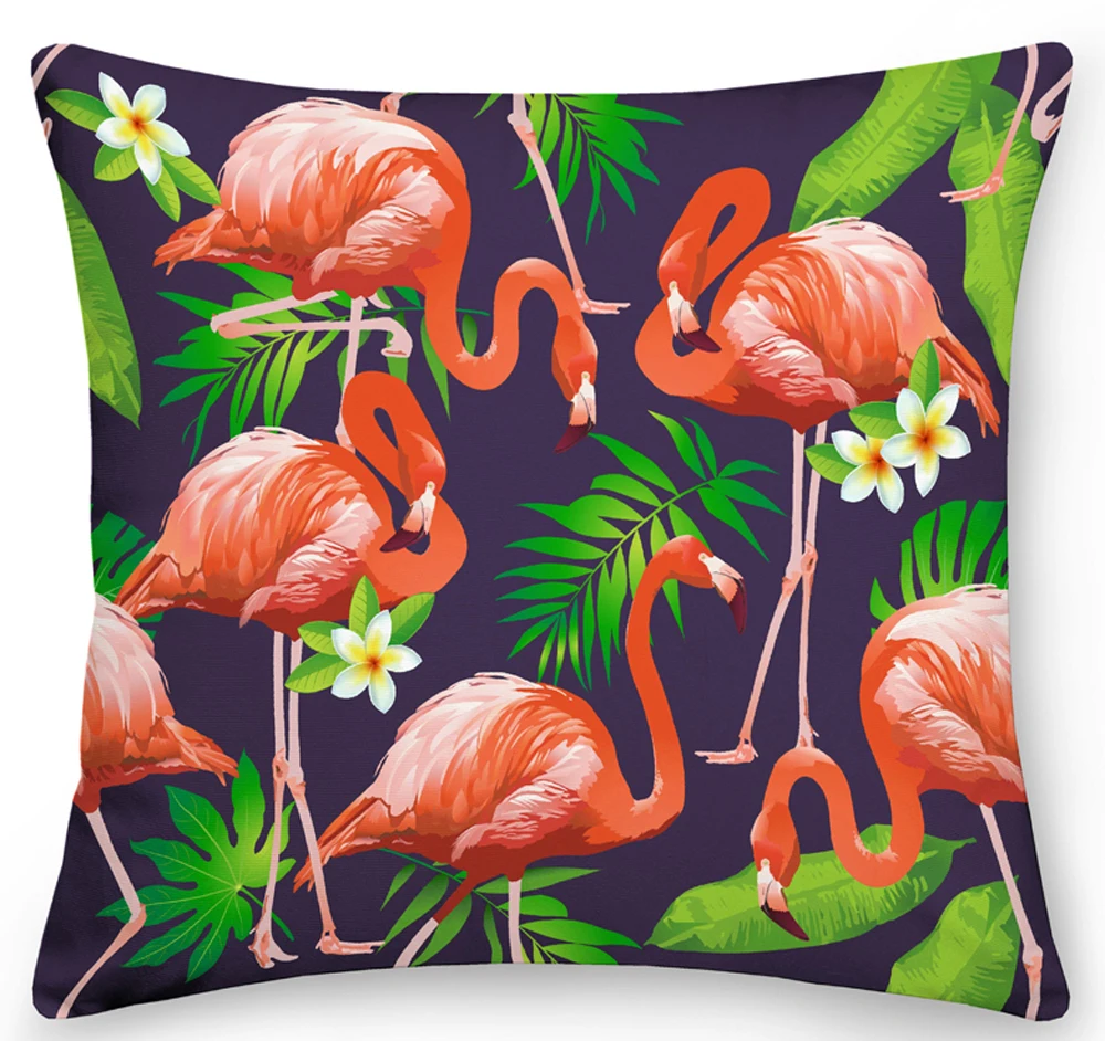 Funda de almohada decorativa con dise&ntilde;o de flamenco, cubierta de coj&iacute;n con dise&ntilde;o Floral para sof&aacute;, cama y coche, 45x45cm-2