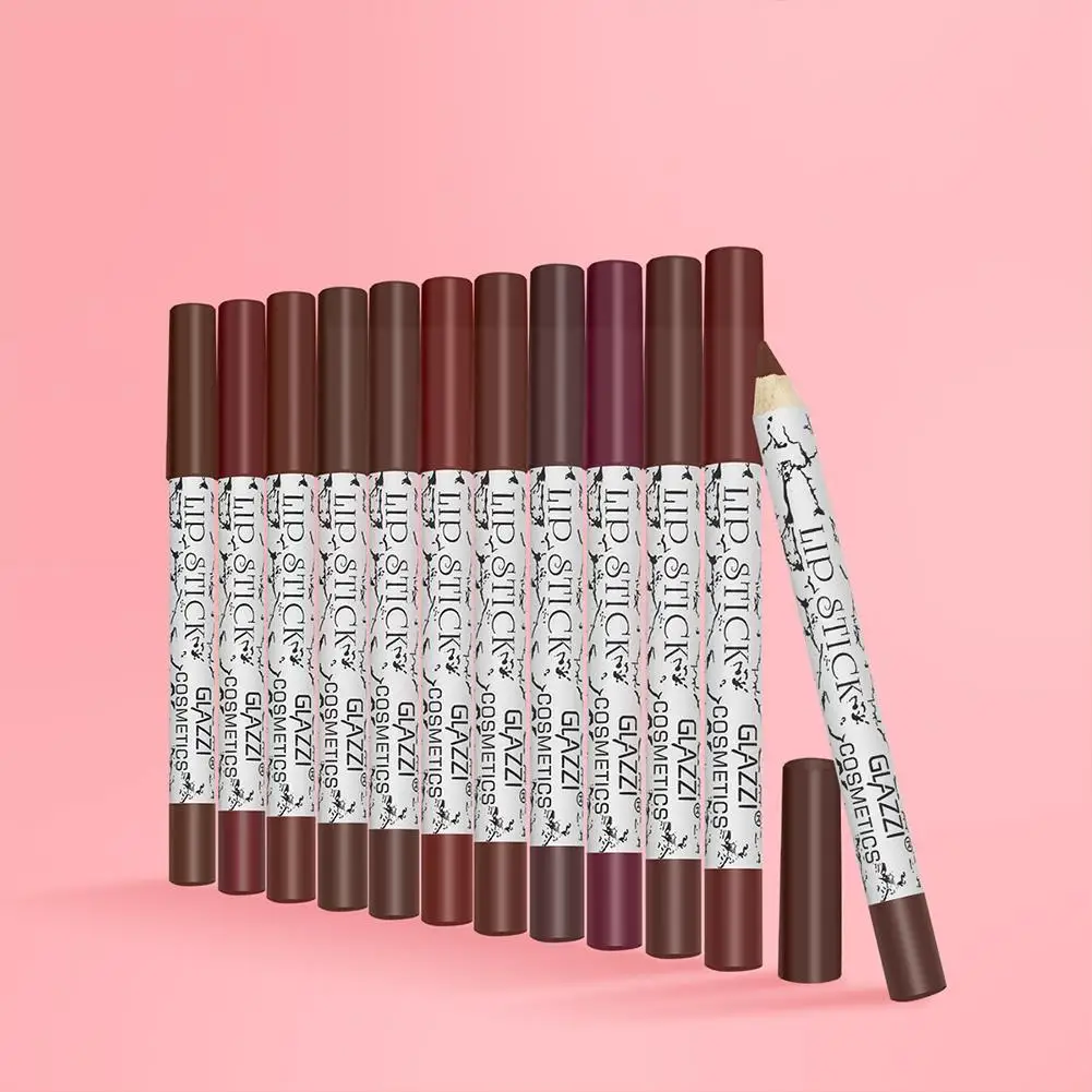 

12Pcs/Set Matte Lip Liner Lipstick Pen Waterproof Long Tint Levres Cosmetic A Lasting Nude Crayon Pencil Makeup Lip Lipline A3O6