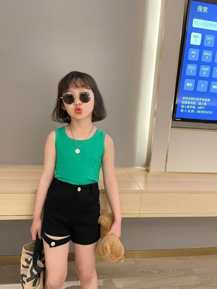 Новинка 2021 весенне-летняя однотонная хлопковая жилетка для девочек повседневная