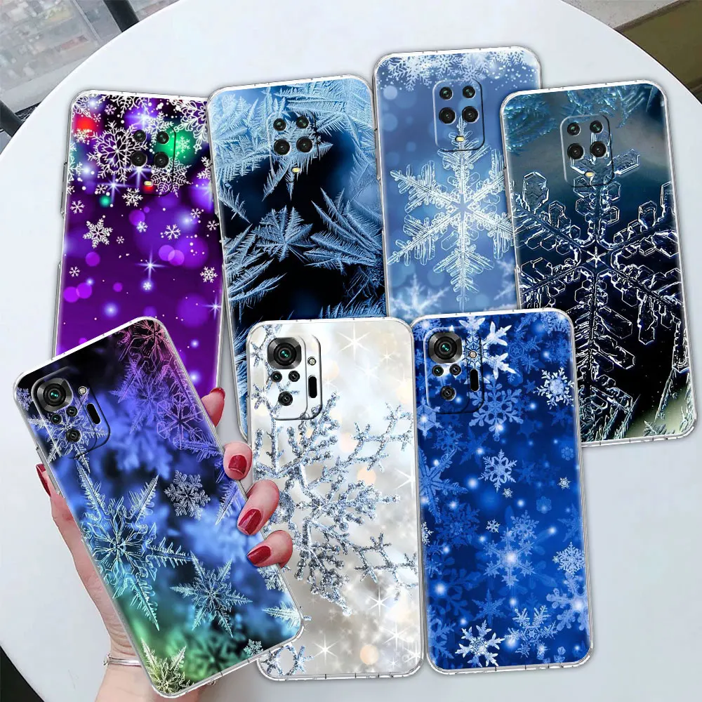 

Winter Snowflakes Transparent Phone Case For Xiaomi Redmi Note 10 K40 9S 9 7 8 Pro 8T 9 9A 7A 9T 9C 6A 8A Clear Soft Cover