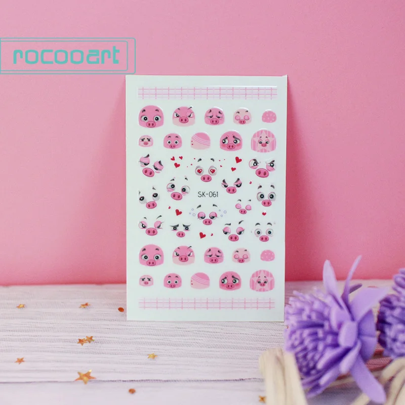 SK-061 Rocooart самоклеющиеся цветы Единорог узор дизайн ногтей украшения переводные наклейки на ногти акриловые маникюрные ногти принадлежности инструмент - Цвет: SK-061