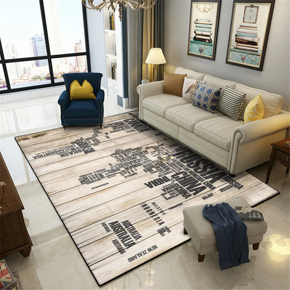 

Wishstar Retro Imitation Wood Grain Carpet With Black Letter Pattern Living Room Modern Rugs And Carpets For Home Bedroom