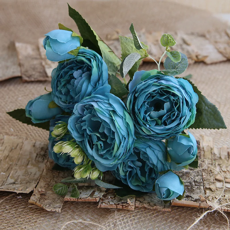 Искусственные розы 30 см букет из розовых шелковых пионов 5 бутонов с большой