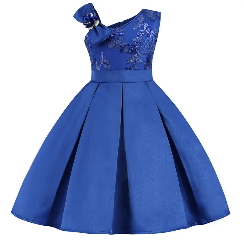Navy Blue Цветочница принцессы платья для девочек;Вышивать нарядное платье для девочки;новогодний костюм для девочки;пышное праздничное платье для девочки;карнавальные костюмы для девочек;детские платья;3,4,5,6,7,8,9,10 лет - Цвет: Navy Blue