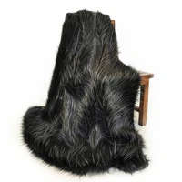 ins popular black gray color long hair faux fur bed blanket sofa cover pet blankets artificial fox fur blanket
