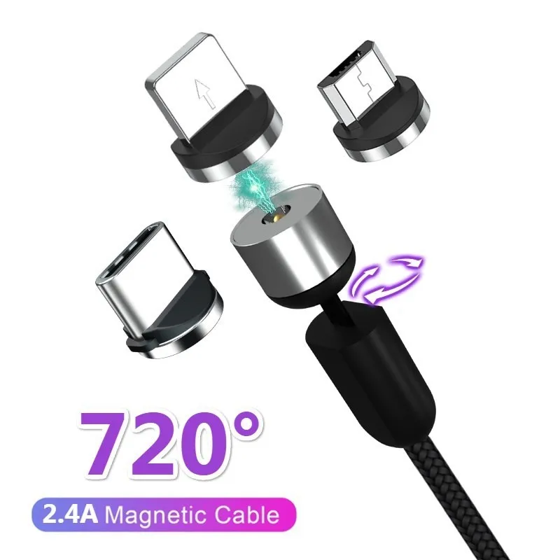 

HEEMAX 720 Degree Rotating Magnetic Cable Micro USB Type C Phone Cable For iPhone Xiaomi Samsung Huawei USB Cord Wire Cable