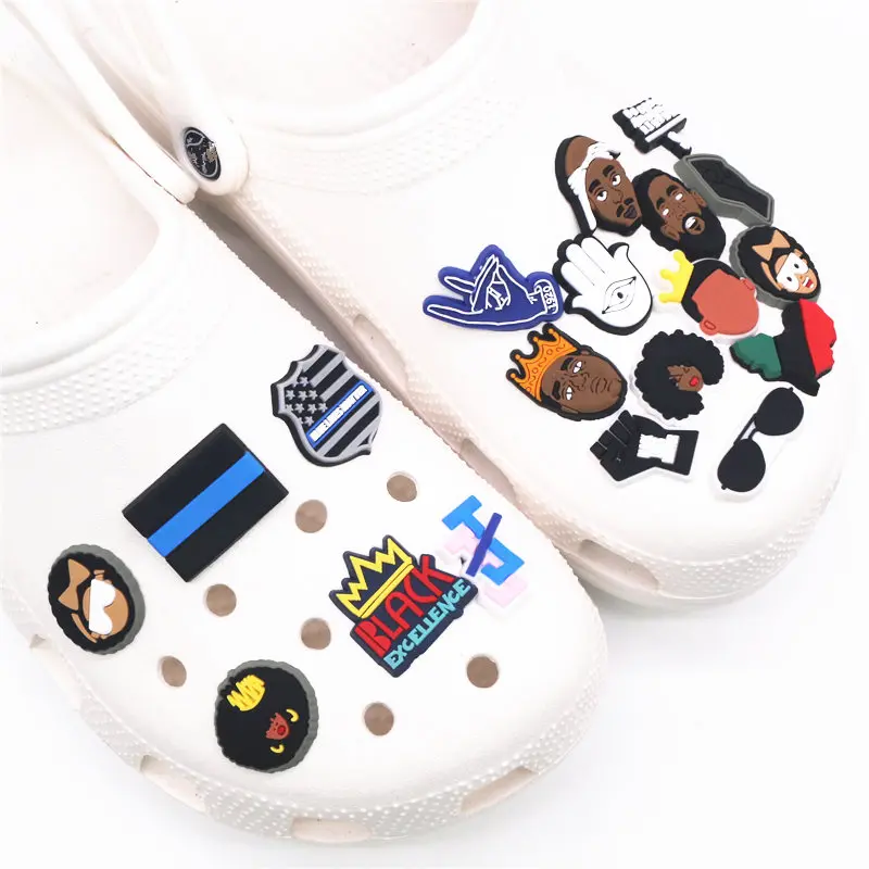 1pcs I Can Not Breathe Shoe Charms Accessories Black lives matter fist Portraits BGM BLM PVC JIBZ for Croc Shoe Charm Decoration