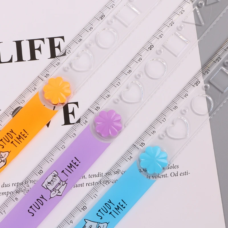 

30cm Korean Folding Ruler Plastic Drawing School Stationery Students Kids Gifts