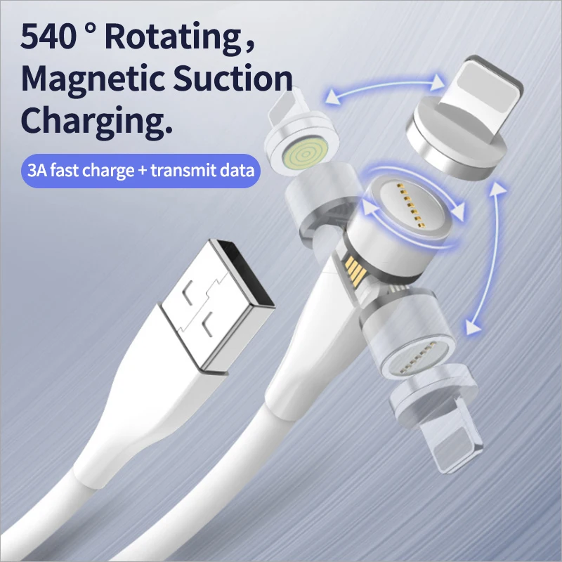 3A Быстрая зарядка Usb Type C 540 градусов Магнитная Зарядка Cabel Micro магнитное зарядное