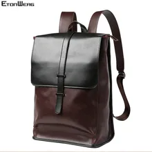 Mens Business office Backpack Crazy horse Leather School bookbag Large Vintage backbag male Belt Solid Computer Laptop bag pack