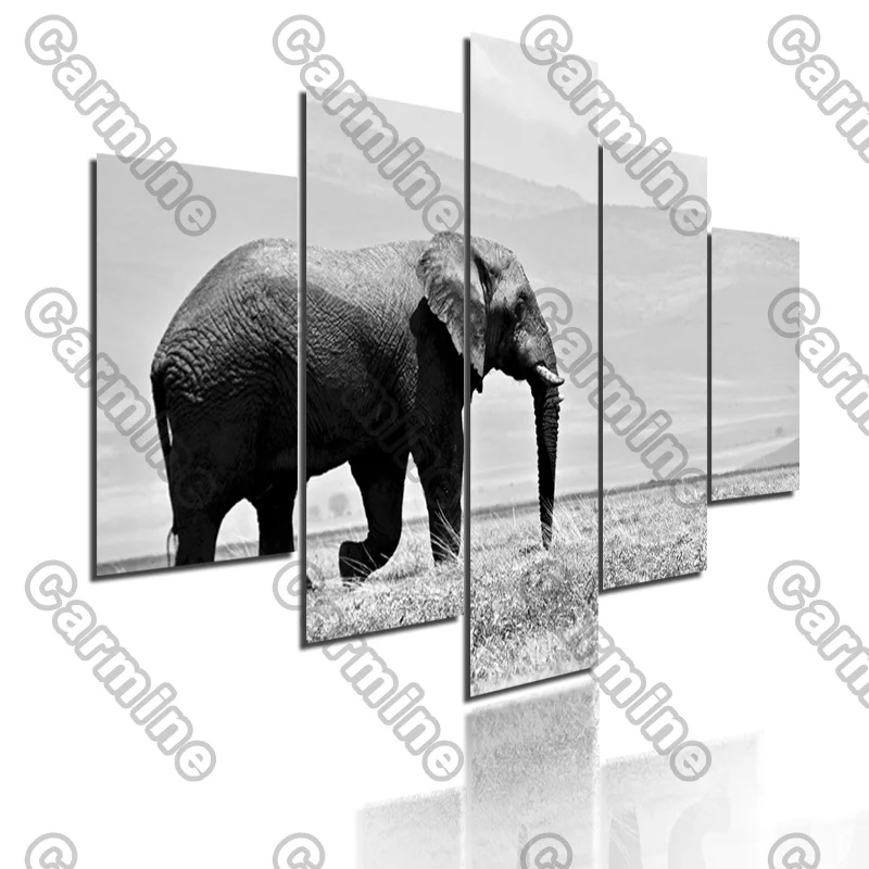 

Poster Black Elephant Animal Canvas Painting 5Pcs Posters Painting Wall Art Decoration for Living Room and Bedroom Frameless