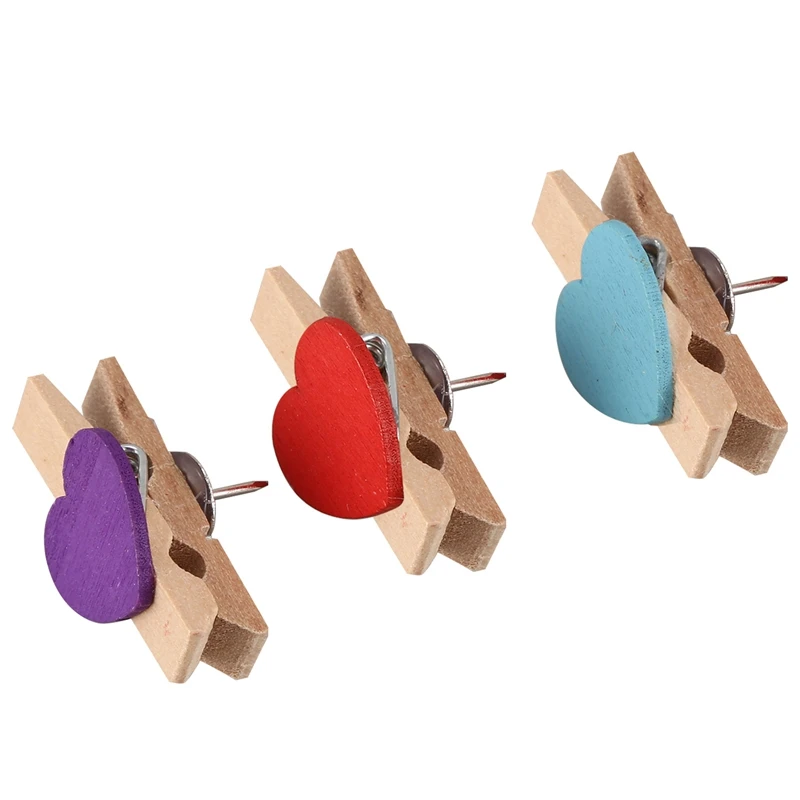 Канцелярские кнопки с Деревянные прищепки сердце защелки Кнопки канцелярские