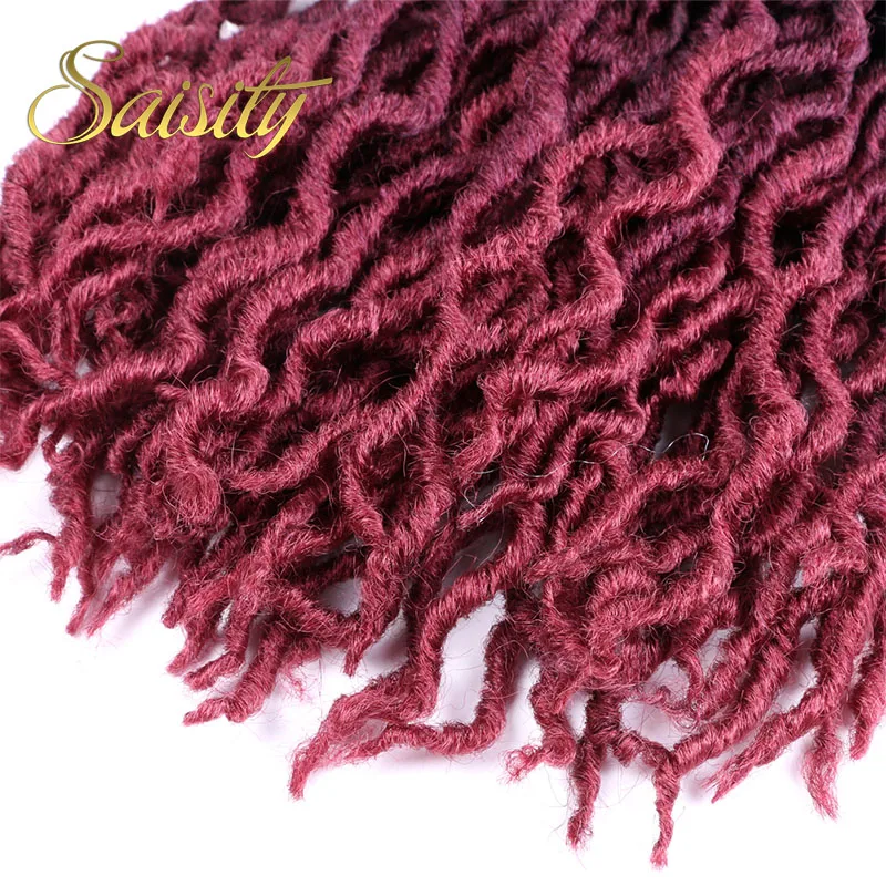 Saisity 18 дюймов 24 пряди Синтетические Ombre Faux locs кудряшки для наращивания мягкие вязанные крючком косички для наращивания волос