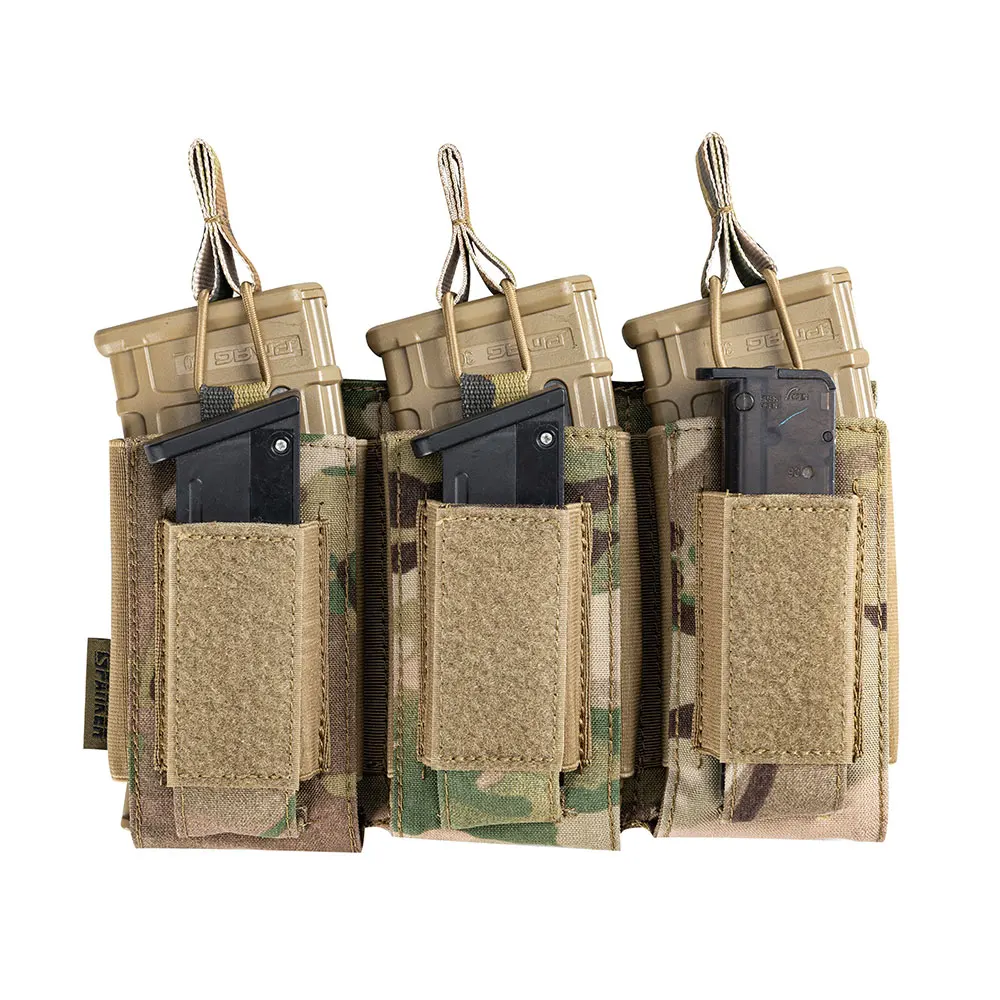Отличный Элитный бизань тактический Molle Тройной Журнал чехлы военные AK M4 пистолет клип сумка пейнтбол игры аксессуары - Цвет: MC
