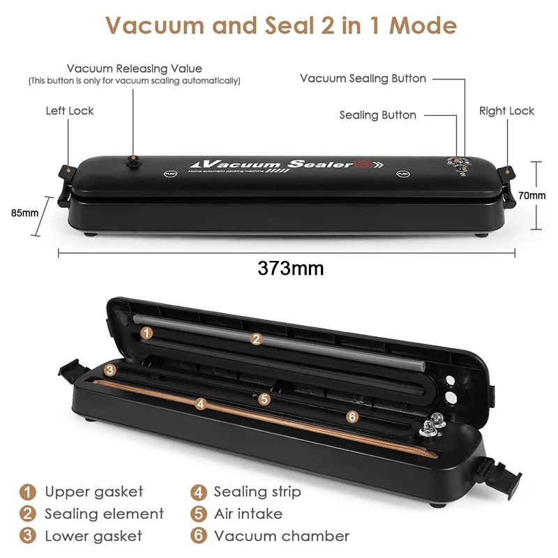 

Vacuum Sealer Food Sealing Saver Automatic Household Food Vacuum Packaging Electric Machine 220V/110V with 10Pcs Storage Bags