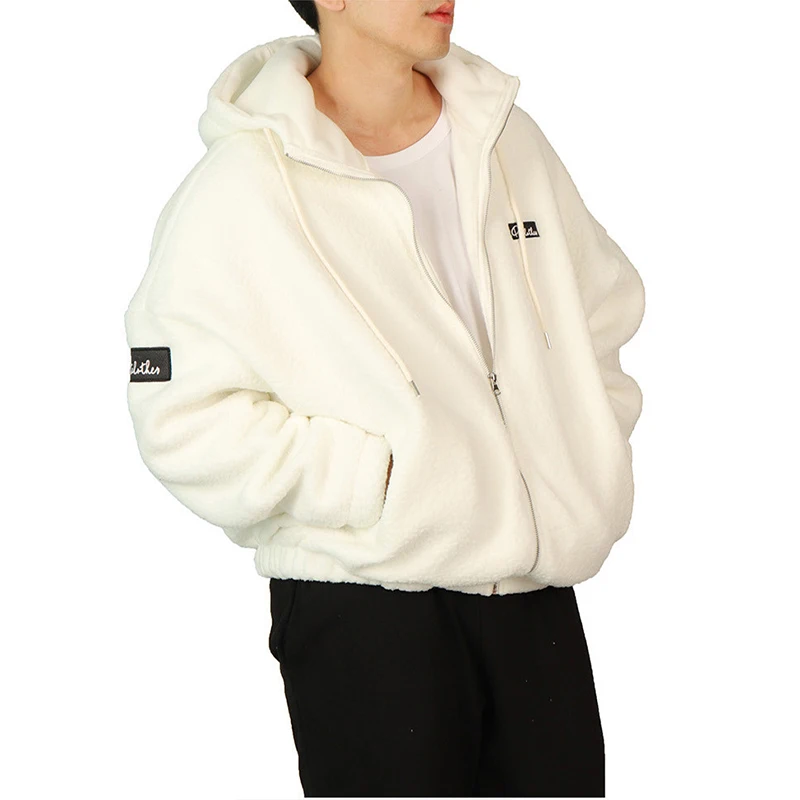 Мужская кашемировая куртка на молнии оверсайз уличная одежда в стиле хип хоп