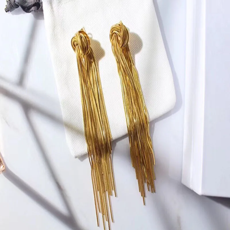 

Original The New golden tassel earrings S925 Sterling silver Jewelry Women's luxury brands Charming Goddess in seconds