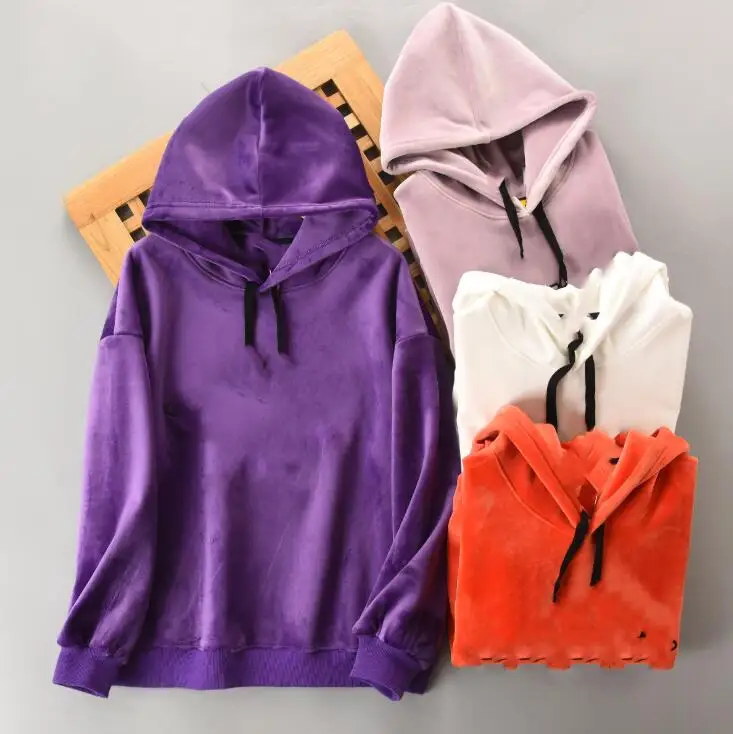 

2021 Winter Adult Hooded Thicken Plus Fleece Sweater Long Sleeve Comfortable Thin and Warm