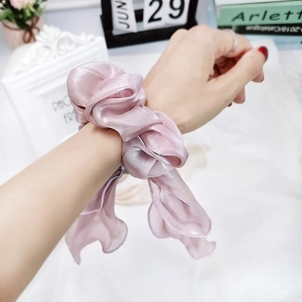 1 предмет Новинка Для женщин лента для волос Scrunchies атласная эластичная бабочка
