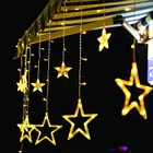 Рождественская светодиодная гирлянда-занавеска со звездами, 2,5 м, 220 В, Рождественская гирлянда, гирлянда для дома, свадьбы, вечеринки, праздника, Dec