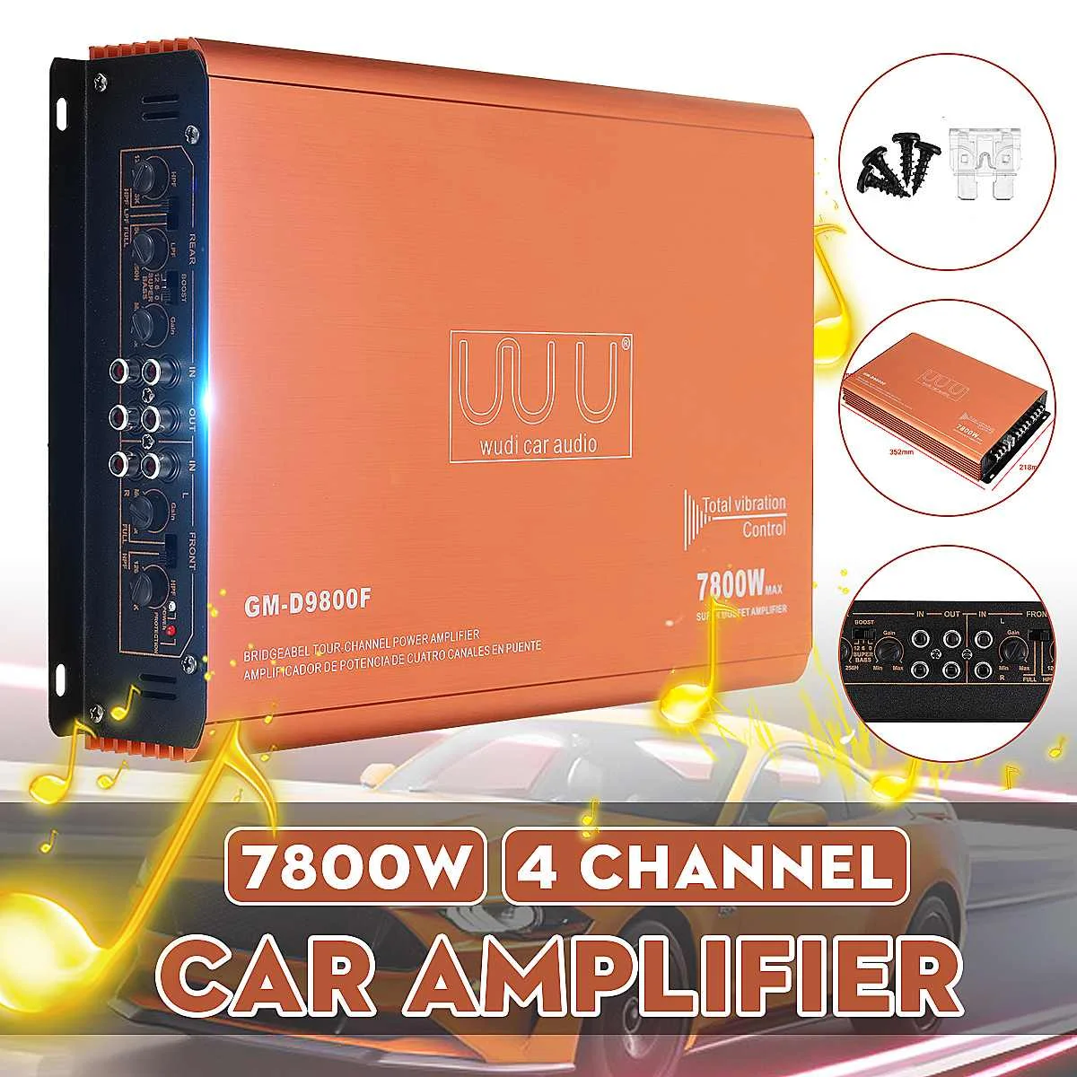 12V 7800W 4 канальный автомобильный усилитель Динамик Мощность стерео Авто Аудио