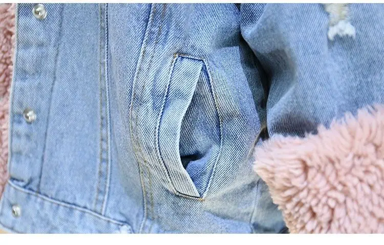 

Girls Thickened Coats Blue Denim Clothes Winter Jacket for Toddler Girl Kids Fashion Outfit Kids Outwear