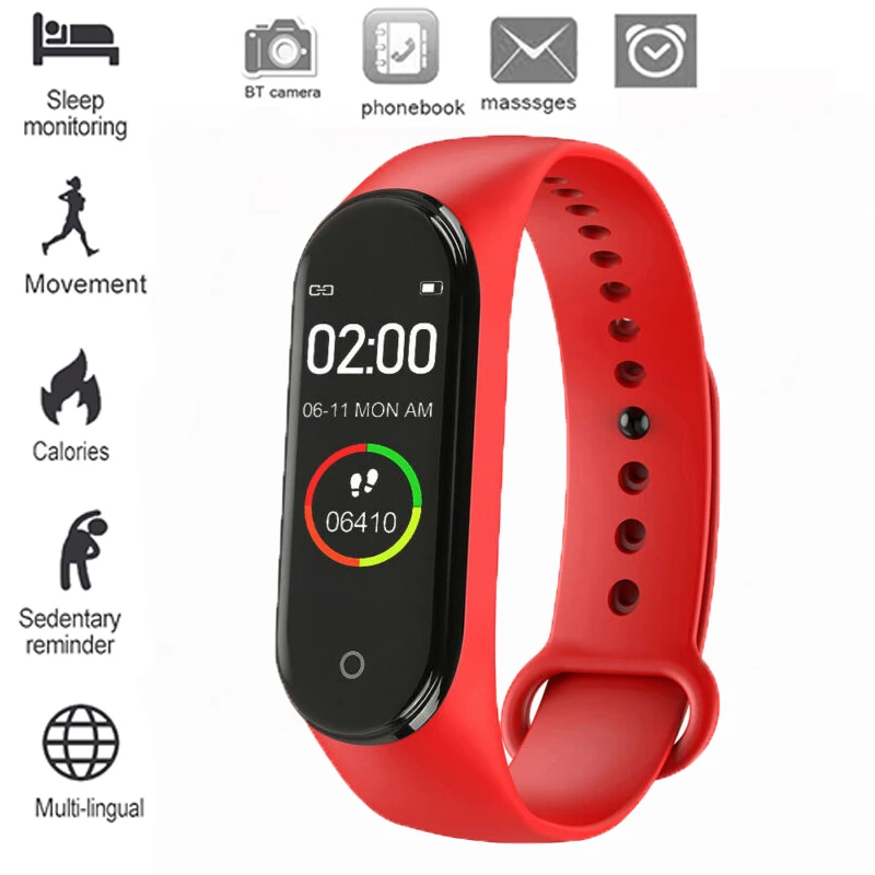 Smart M4 Color Screen Watch Bluetooth Heart Rate Monitor For Men And Women Monitoring High Quality New Label Health Bracelet