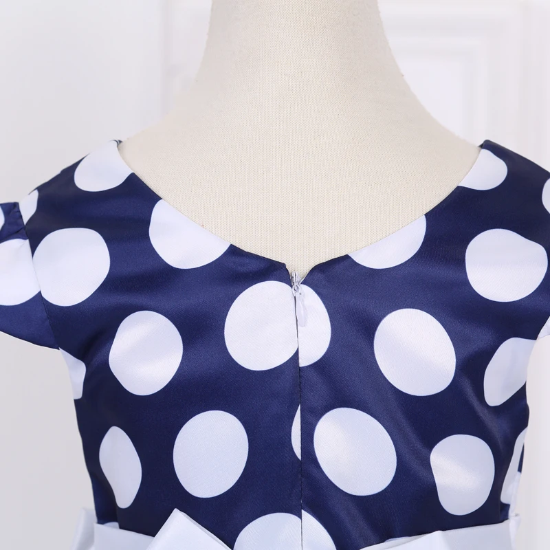 Платье детское в горошек с коротким рукавом и бантом для девочек | Детская одежда