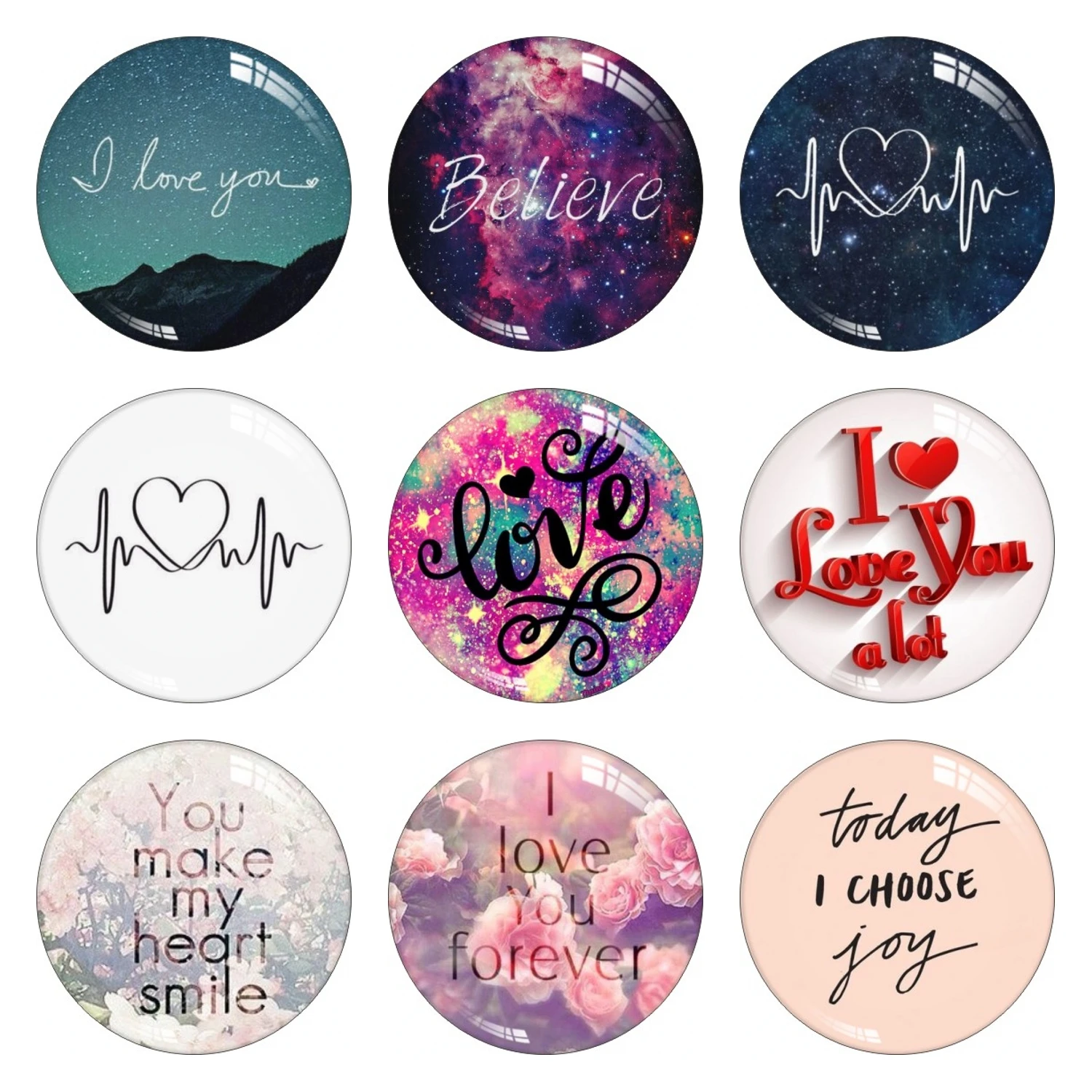 Круглые стеклянные кабошон Любовь фото оснастки кнопки ювелирных изделий 10 мм 12