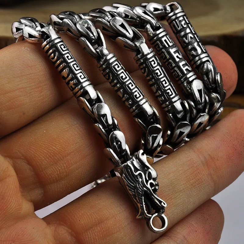 

Original Handmade 925 Sterling Silver Dragon Scales Necklaces Sweater Chain For Men