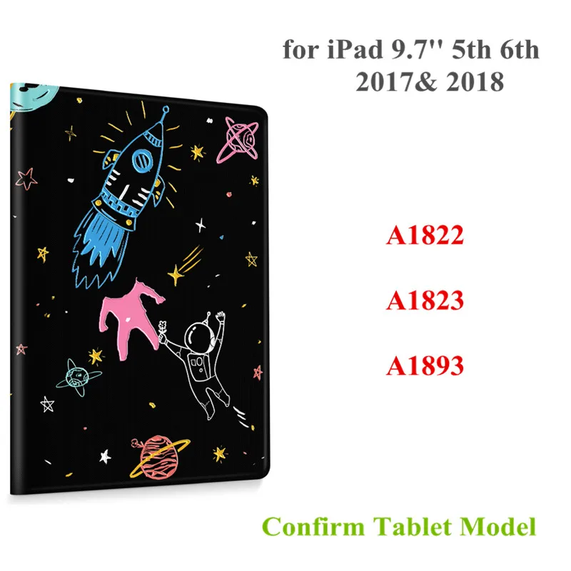 iPad 9.7 2017 2018 Для iPad цветной принт планшет кожаный чехол для iPad 3D рельефный защитный чехол умный чехол s - Цвет: iPad 9.7 2017 2018