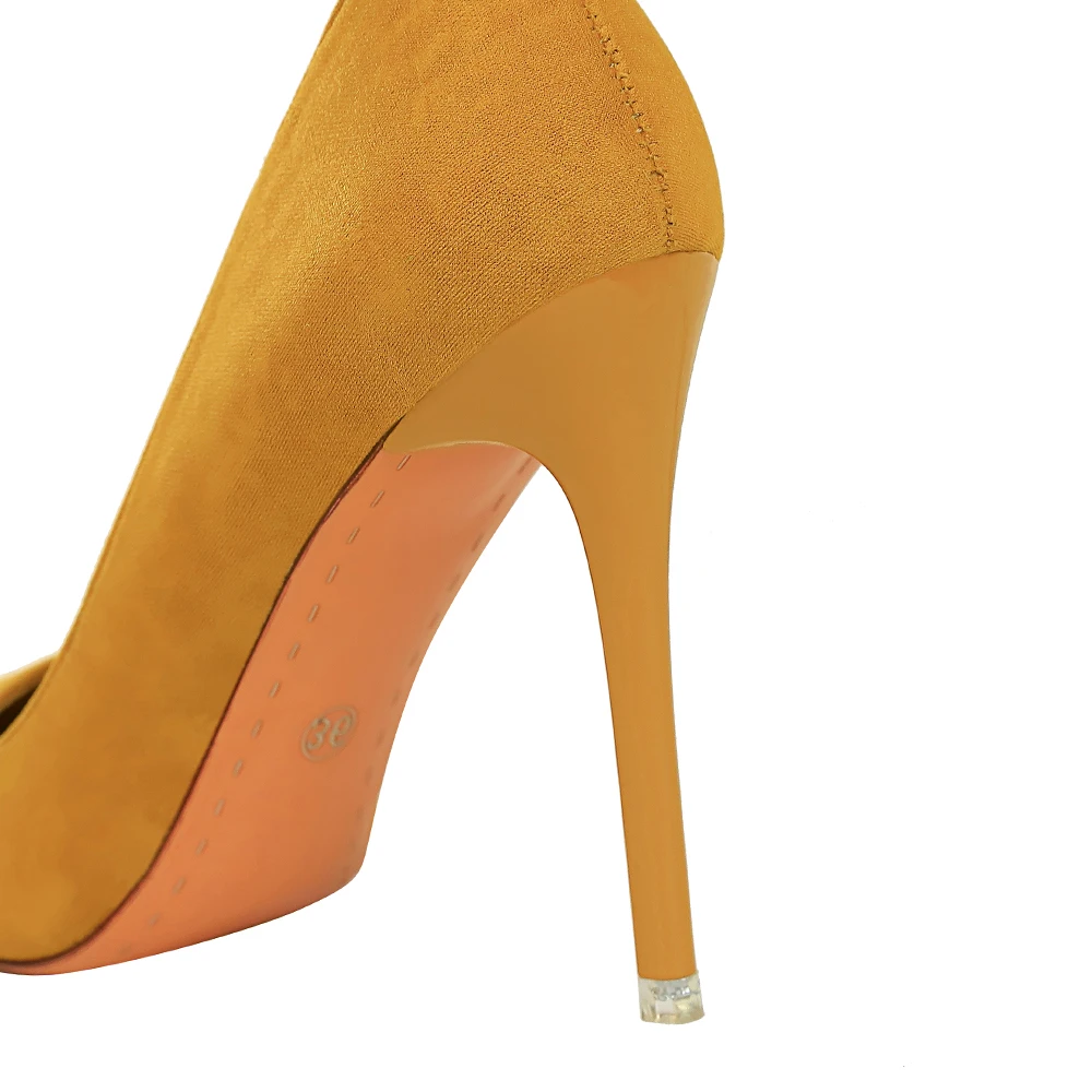 Plus Size 43 New Solid Super High Heels Women Office Flock Pointed Toe 10.5cmHigh Club Party Ladies Pumps Wedding Female Shoes