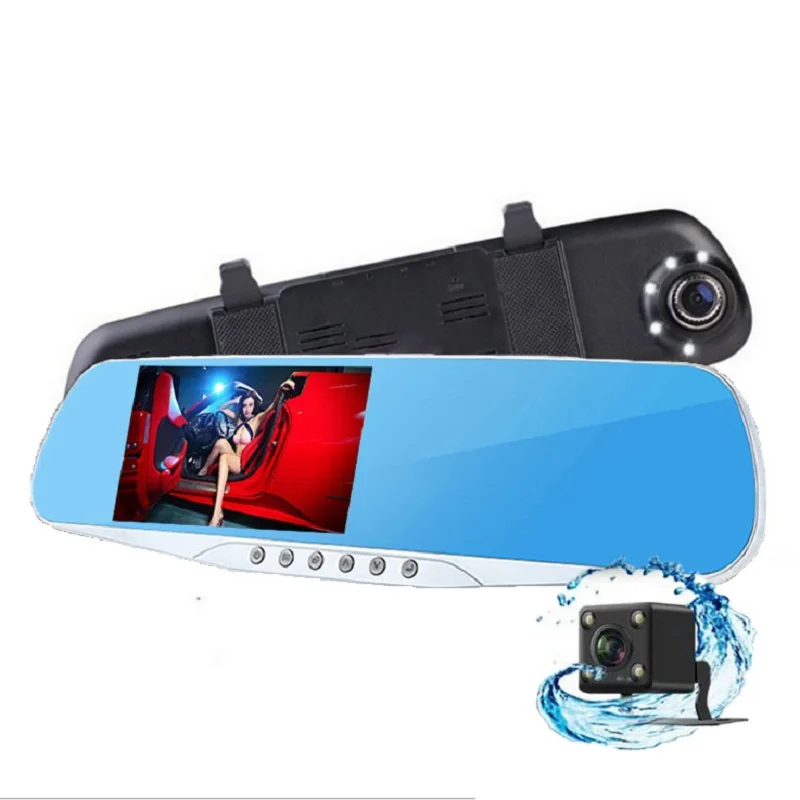 Автомобильный видеорегистратор зеркало заднего вида с камерой 5 светодиодных