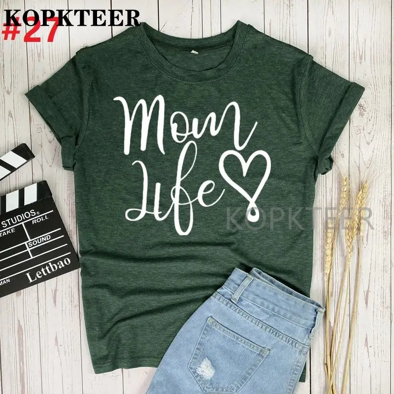 

New Mom Life T Shirt Women Fashion Casual Short Sleeve Mother's Love Printed Tshirts Chemise Femme Tops Mujer Verano 2021