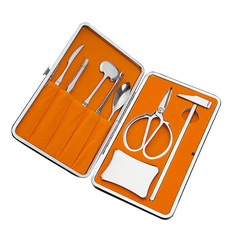 8 Uds utensilios para marisco inoxidable Acero cangrejo langosta galletas recoge cuchillo y tenedor y cuchara martillo aguja tijeras de cocina conjunto de herramientas-4