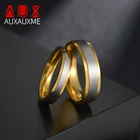 Гладкие золотистые и Серебристые обручальные кольца auxme 4 мм6 мм из нержавеющей стали, простые женские и мужские обручальные кольца для влюбленных, Прямая поставка