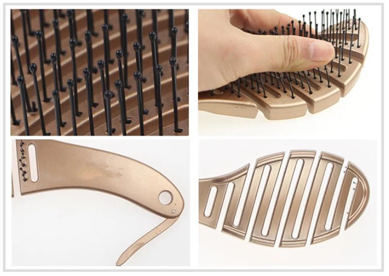 Розовая Золотая щетка для волос массажная расческа кожи головы Женская