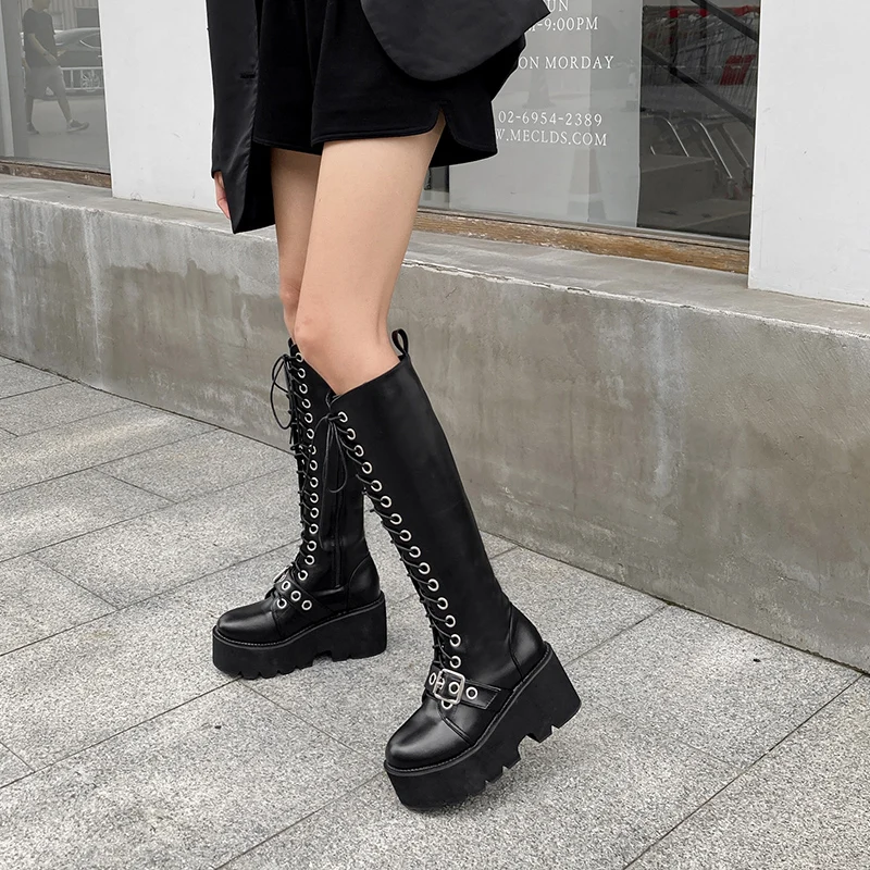 

Fashionable Knee High boots Women Winter boots Warm Thick heels Motorcycle boots Botas altas para mujer long Womens boots LJB265