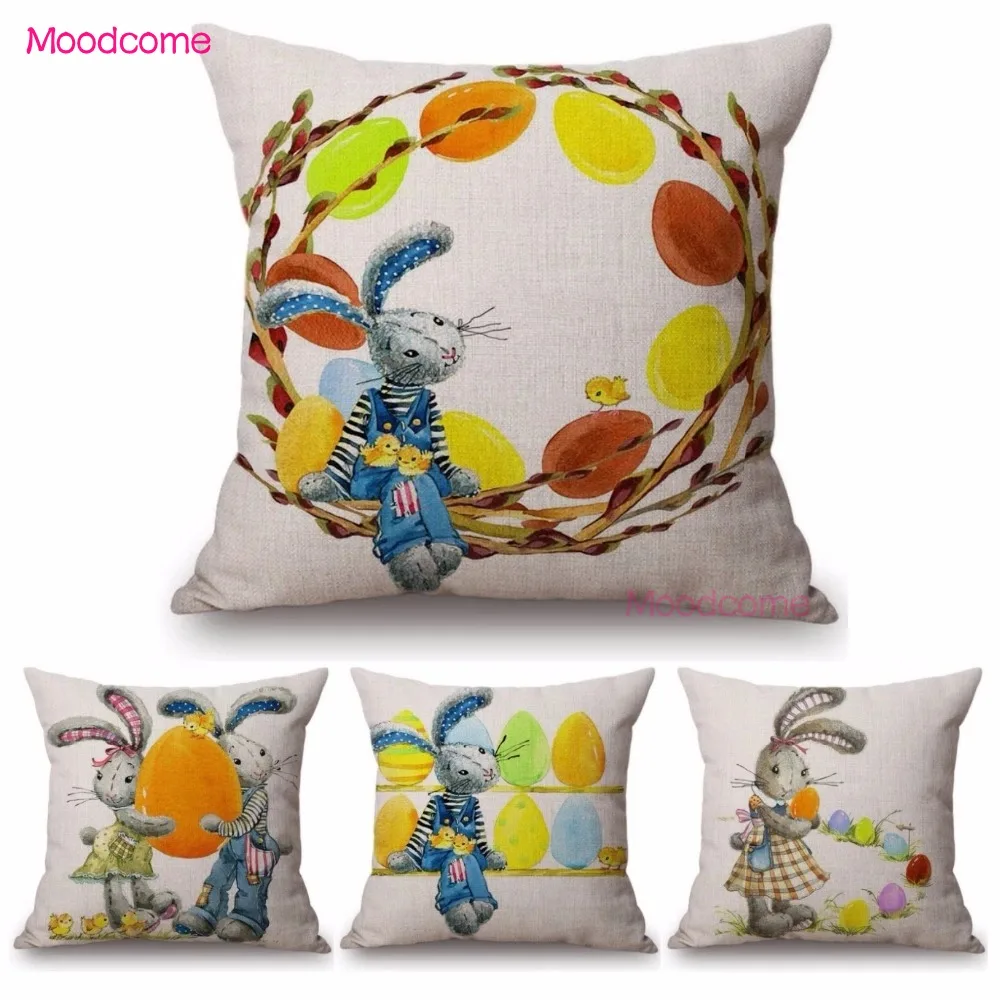 Декоративная подушка в виде кролика с пасхальными яйцами|home decor cushions|decorative cushionshome