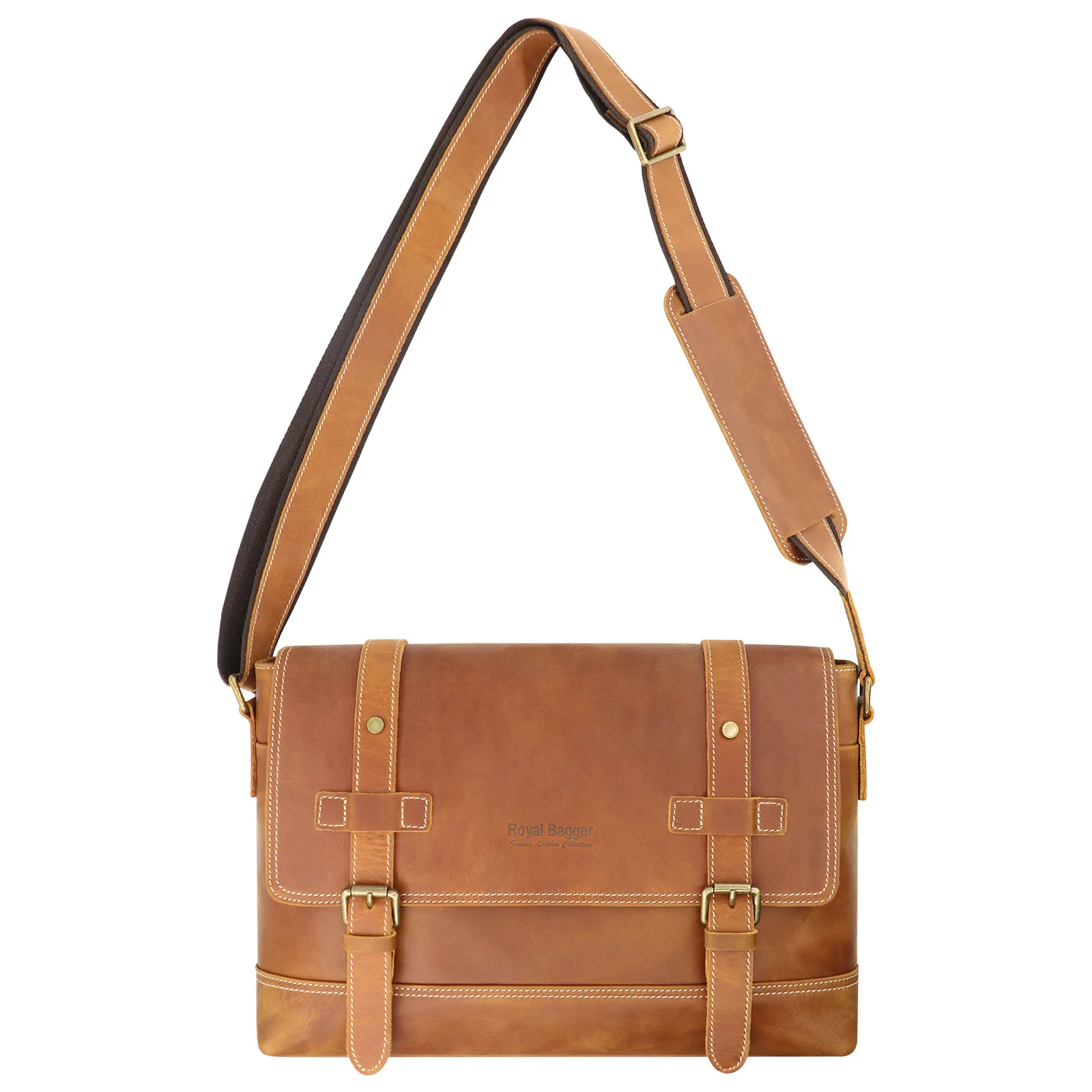 

Royal Bagger Genuine Leather Messenger Bags for Men Crazy Horse Leather 13 Inch Laptop Shoulder Sling Bag Europe Style Casual