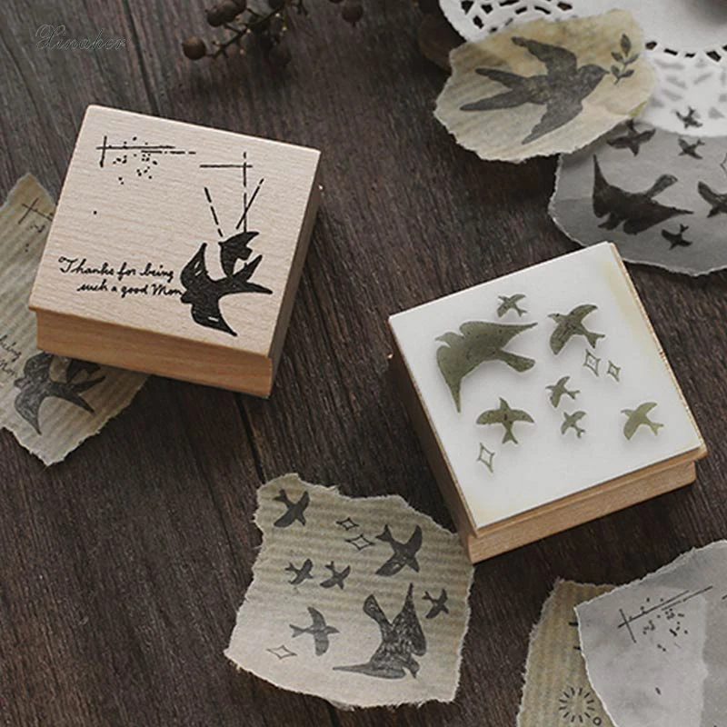 XINAHER старинные животные Ласточка штамп DIY деревянные и резиновые штампы для