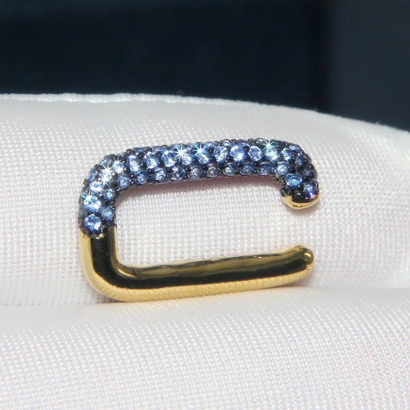 SLJELY Мода Настоящее серебро 925 пробы золотой цвет одиночный темно синий