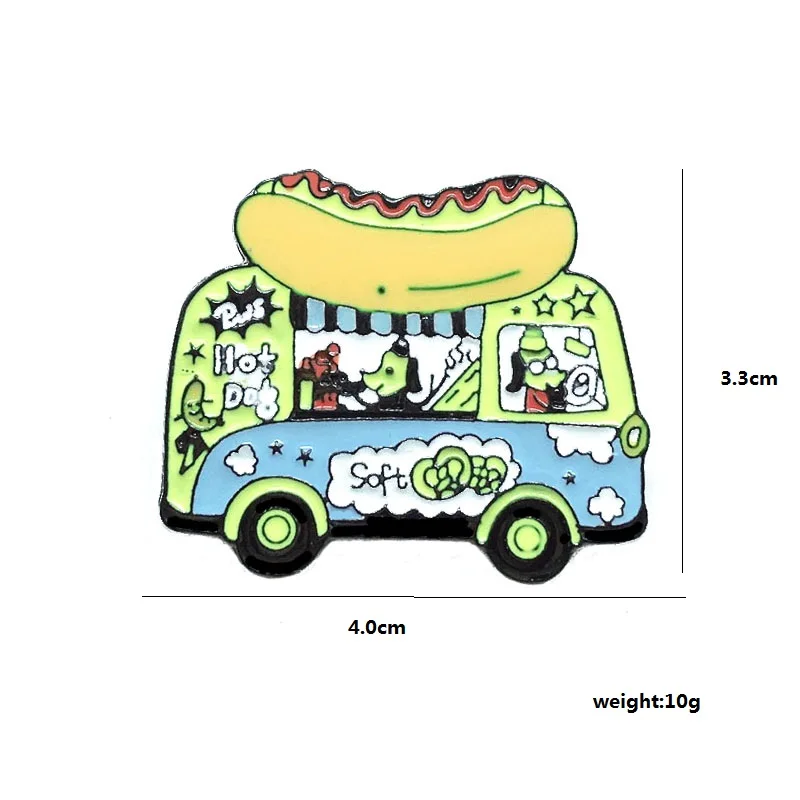 Значки с героями мультфильмов мобильный хот-дог брошь машина для женщин